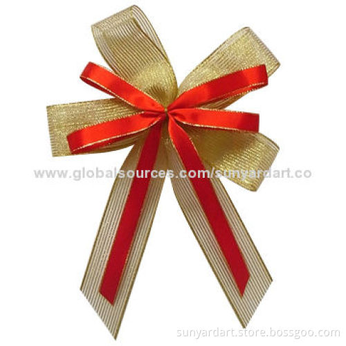 Christmas gift bow, made of metallic mesh ribbon